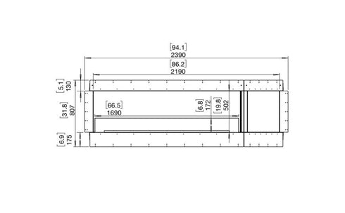 Ecosmart Fire Flex 86SS.BXR Single Sided Fireplace Insert - Black Finish / Stainless Steel Burner - ESF.FX.86SS.BXR